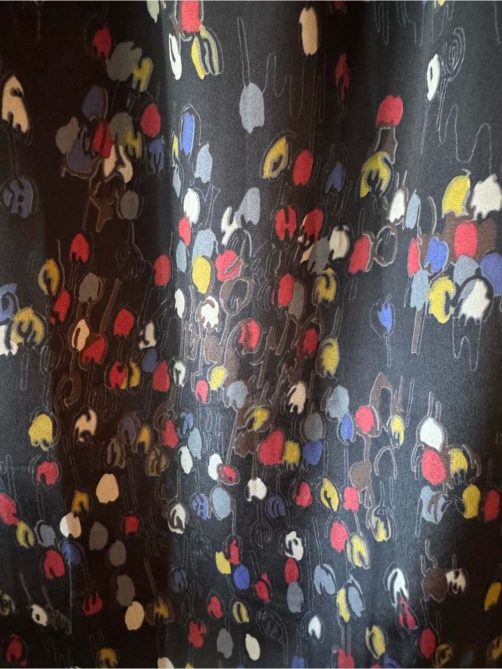Black & Multi-Colored Tulips Mini Dress